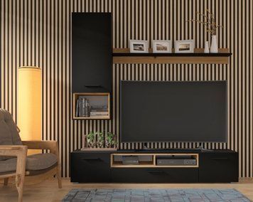 Комплект под телевизор ANETTE 2 дуб артизан/черный BIM FURNITURE фото - artos.in.ua