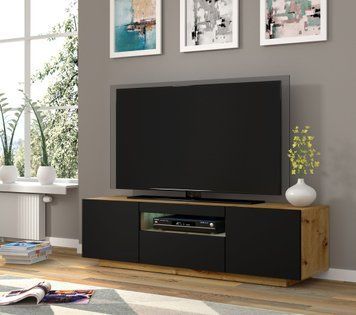 Тумба для под телевизор AURA 150 дуб артизан/черный BIM FURNITURE фото - artos.in.ua