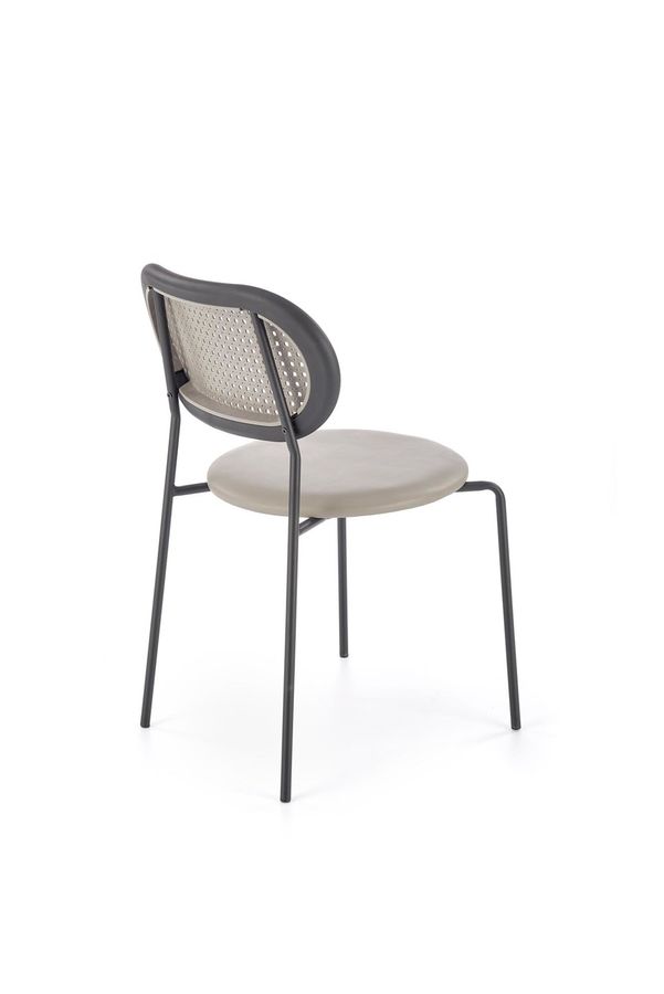 Металевий стілець K524 еко шкіра, синтетичний ротанг сірий Halmar Польща