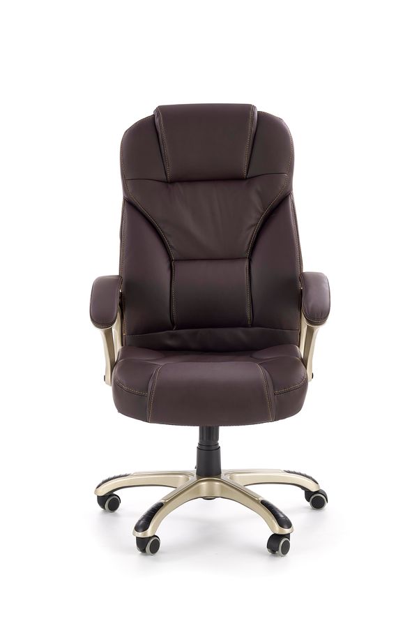 Крісло для кабінету Desmond механізм Tilt, метал сірий / екошкіра коричневий Halmar Польща