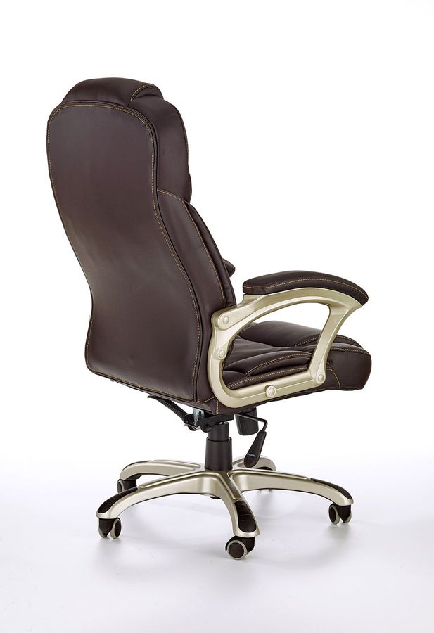 Крісло для кабінету Desmond механізм Tilt, метал сірий / екошкіра коричневий Halmar Польща