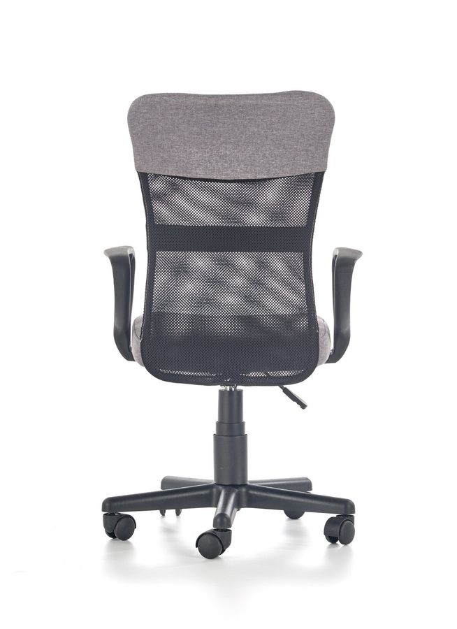 Крісло комп'ютерне Timmy механізм піастри, пластик чорний / тканина сірий, сітка чорний Halmar Польща