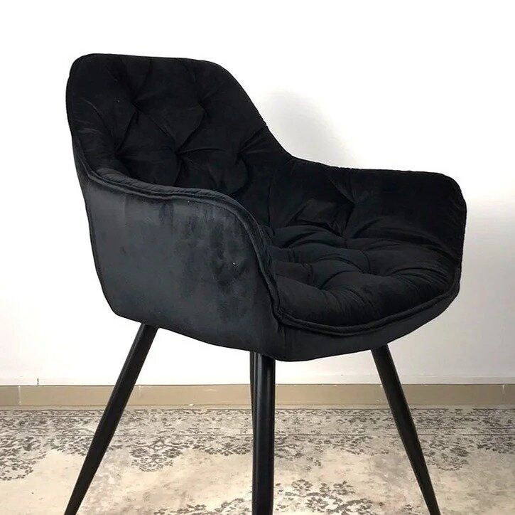 Чорний оксамитовий стілець Cherry SIGNAL велюр на металевих ніжках.