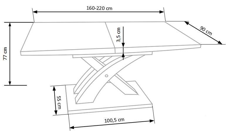 Стол обеденный раскладной в гостиную, кухню Sandor 160(220)x90 ламинированное МДФ/сталь дуб сонома Halmar фото - artos.in.ua