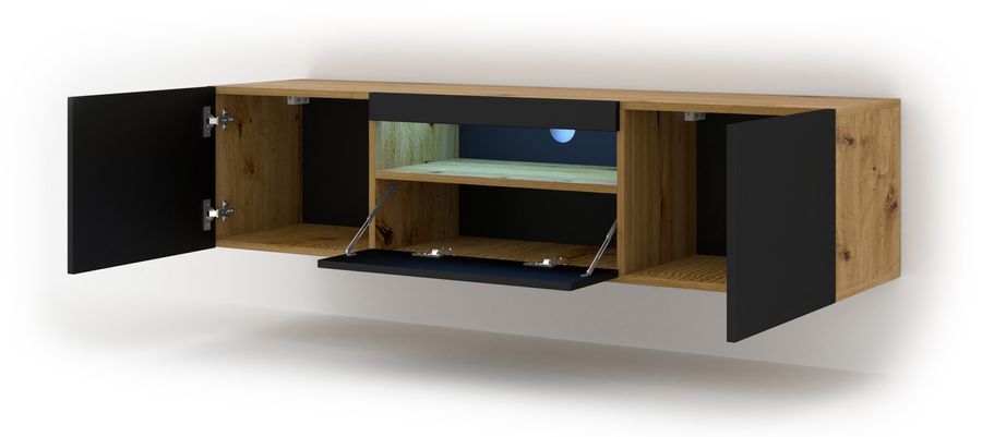 Тумба для під телевізор AURA 150 дуб артизан/чорний BIM FURNITURE фото - artos.in.ua