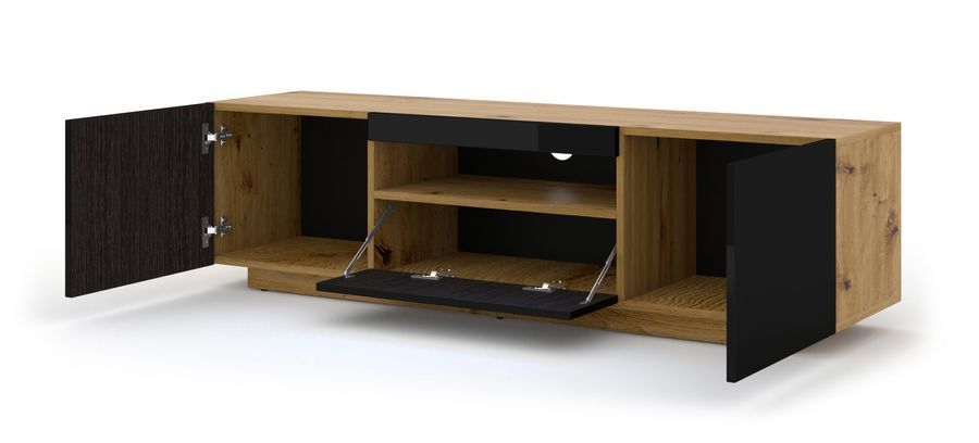 Тумба для під телевізор AURA 150 дуб артизан/чорний BIM FURNITURE фото - artos.in.ua