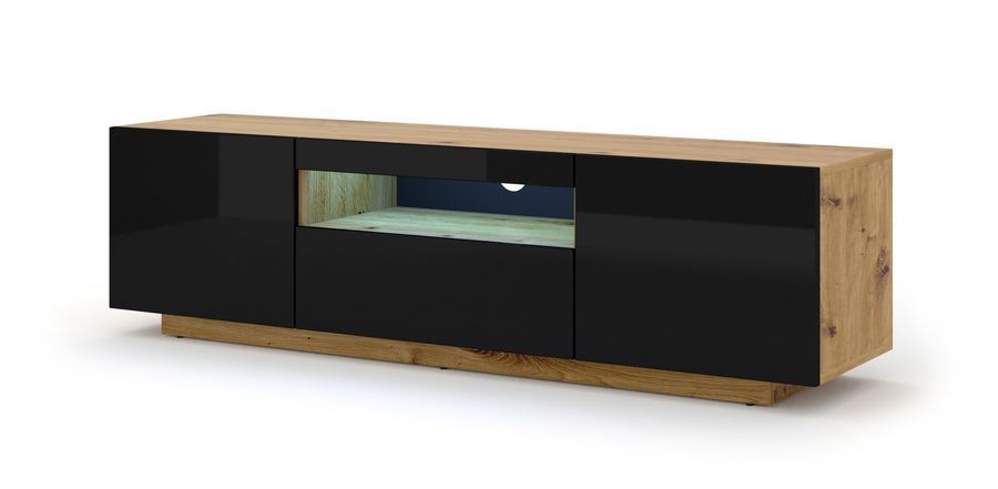 Тумба для під телевізор AURA 150 дуб артизан/чорний BIM FURNITURE фото - artos.in.ua
