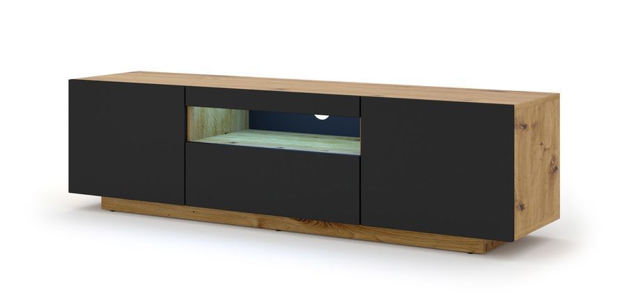 Тумба для під телевізор AURA 150 дуб артизан/чорний BIM FURNITURE фото - artos.in.ua