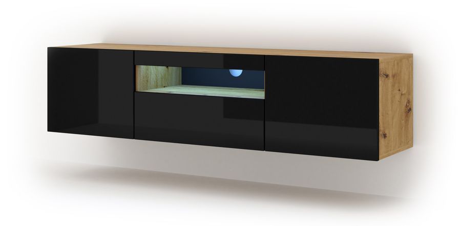 Тумба для під телевізор AURA 150 дуб артизан/чорний BIM FURNITURE фото - artos.in.ua