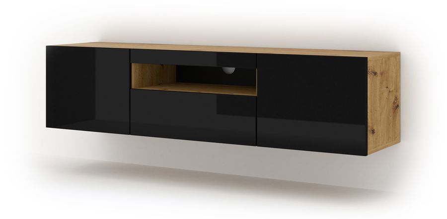 Тумба для під телевізор AURA 150 дуб артизан/чорний BIM FURNITURE фото - artos.in.ua