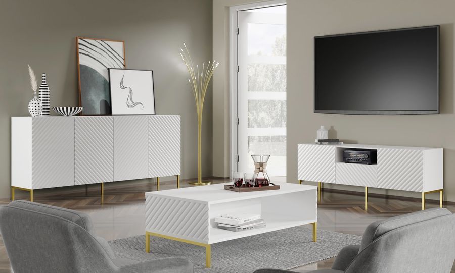 Журнальний столик SURF білий на золотих ніжках BIM FURNITURE фото - artos.in.ua