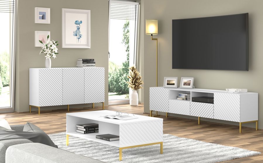 Журнальний столик SURF білий на золотих ніжках BIM FURNITURE фото - artos.in.ua
