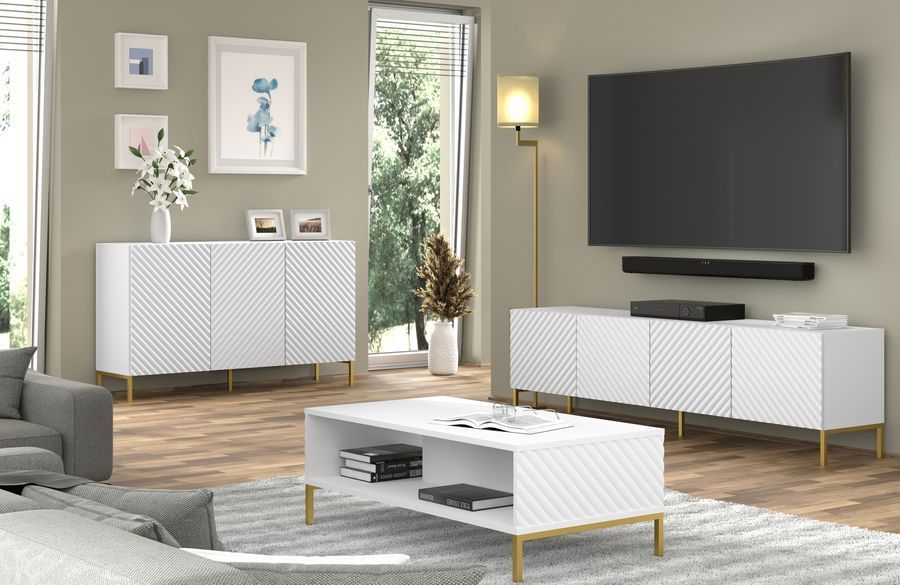 Журнальний столик SURF білий на золотих ніжках BIM FURNITURE фото - artos.in.ua