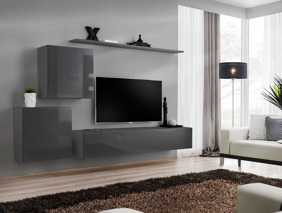 Комплект мебели в гостиную ASM Switch V 27 GG SW 5 Графит матовый/Графит глянцевый из Польши