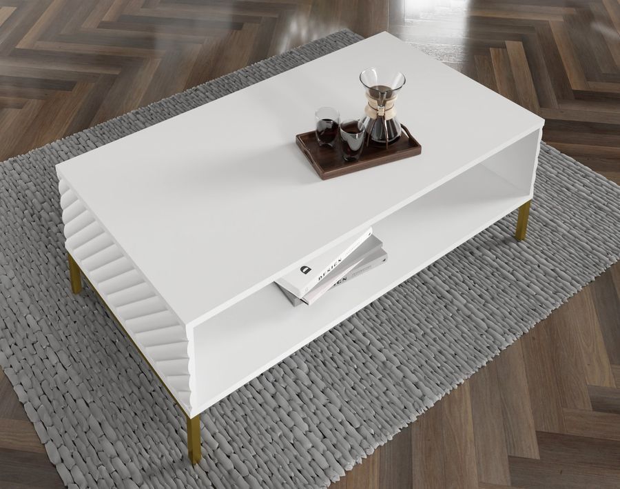 Журнальний столик SURF білий на золотих ніжках BIM FURNITURE фото - artos.in.ua