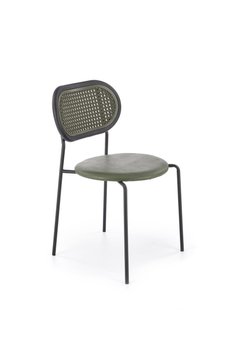 Металлический стул K524 эко кожа, синтетический зеленый ротанг. Halmar Польша