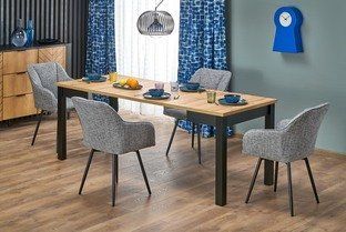 Стол обеденный раскладной QUBIK 80&ndash;200&times;80&times;76 см коричневый фото - artos.in.ua