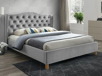 Ліжко з оксамитовою оббивкою ASPEN 160x200 Signal - світло-сірий Bluvel 03 Польща