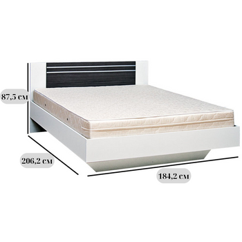 Двуспальное кровать Круиз размером 180х200 см, выполненное в стиле модерн, белое с вставками из дакар и ламелями