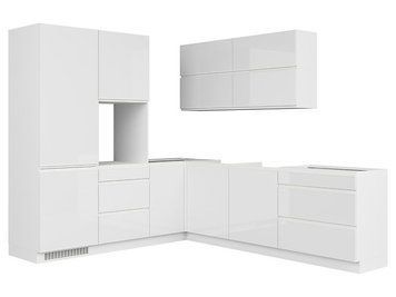 Кухня модульная угловая BRW Sole K10-FH_NAR4_BBL-BAL/BIP, белый глянцевый, альпийский белый фото - artos.in.ua