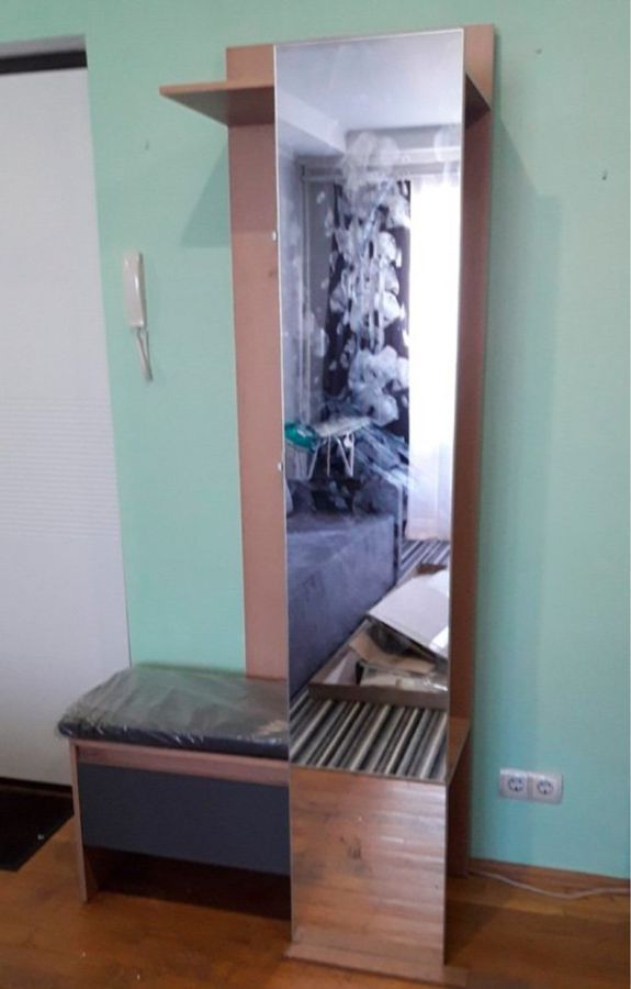 Прихожая с подушкой, зеркалом и вешалкой Торіно Меблі Сервіс, 90 см, дуб артісан / серый фото - artos.in.ua