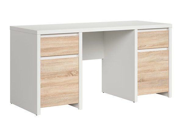 Письмовий стіл BRW Kaspian S128-BIU2D2S / 160-BI / DSO, білий / дуб Сонома, фото - artos.in.ua