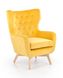 Кресло для отдыха в гостиную, спальню Marvel натуральное дерево/бархатная ткань желтый Halmar Польша