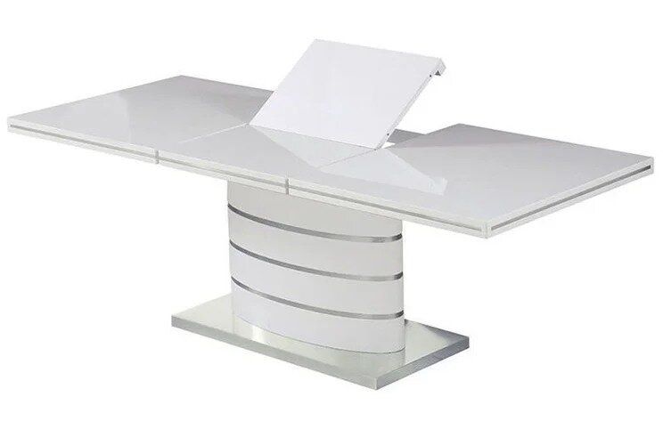 Большой обеденный раздвижной белый стол FANO SIGNAL 180-240x100 модерн в одной ноге Польша