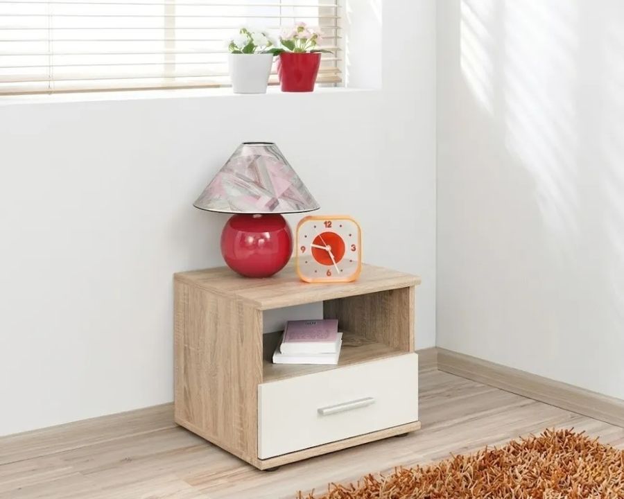 Прикроватная тумба ASM Dino DSW DI TYP 05, дуб Sonoma / белый мат фото - artos.in.ua