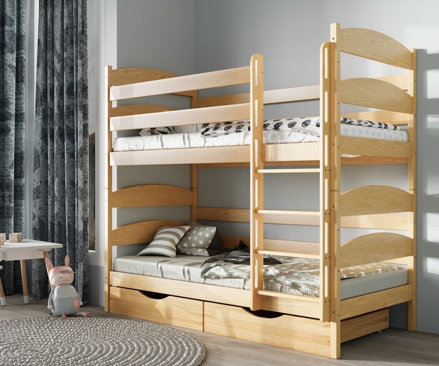 Двухъярусная кровать Лакки LUNA 70&times;140 см &mdash; натуральный бук, правое исполнение фото - artos.in.ua