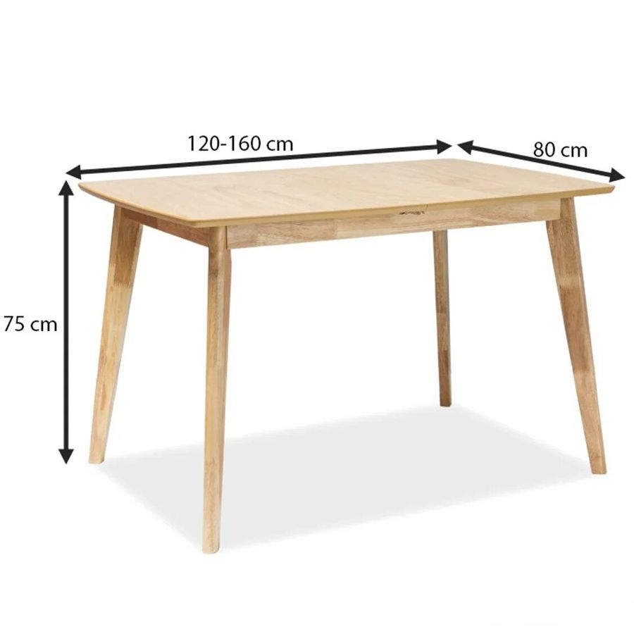 Дерев'яний кухонний стіл SIGNAL BRANDO 120x80 Дуб із розсувною стільницею прямокутний Польща