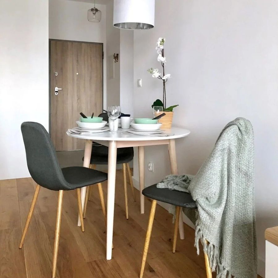 Елегантний стіл для вітальні SIGNAL LARSON 90x90 Білий з дерев'яною стільницею МДФ Польща