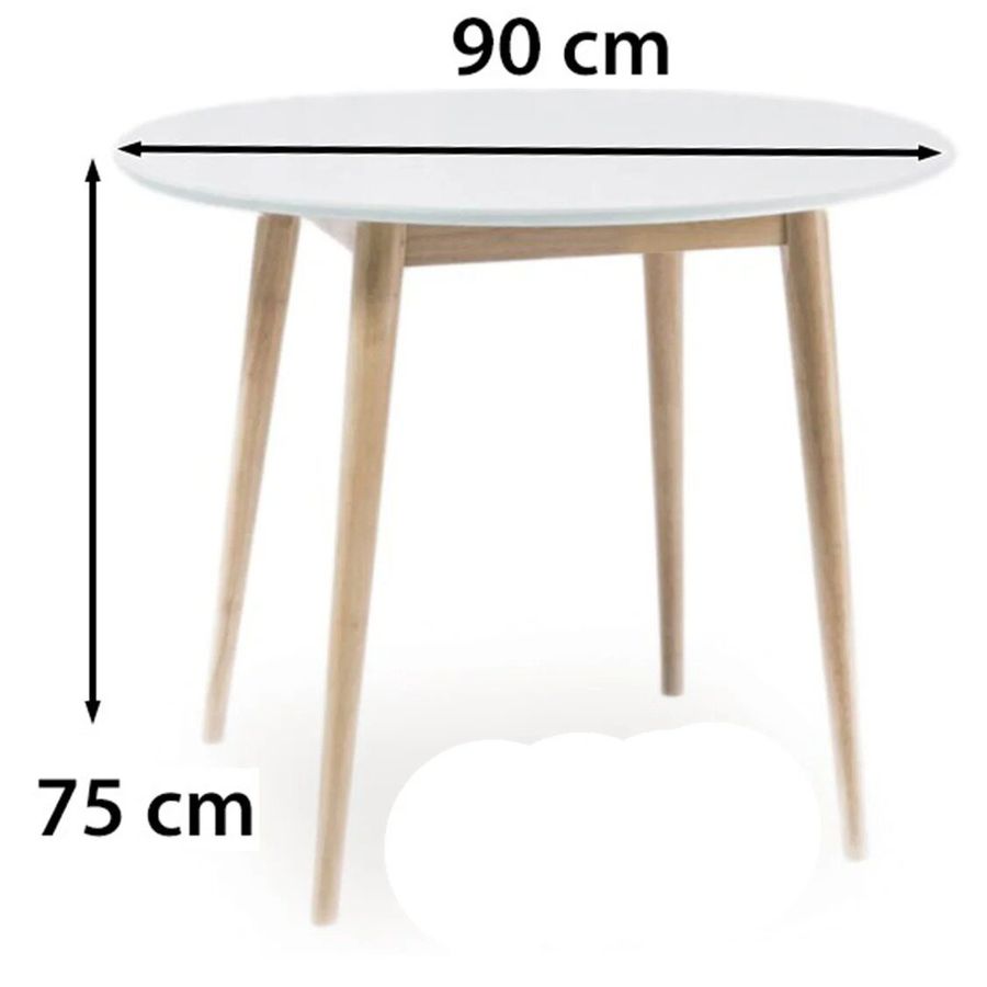 Елегантний стіл для вітальні SIGNAL LARSON 90x90 Білий з дерев'яною стільницею МДФ Польща