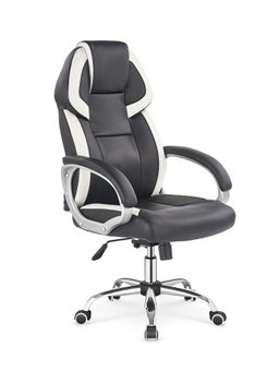 Кресло офисное Barton механизм Tilt, пластик серый/перфорированная экокожа черно-белый Halmar Польша