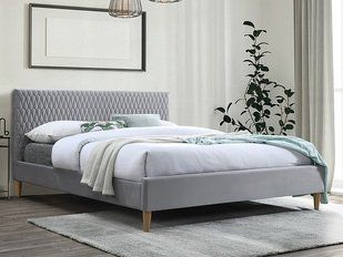 Кровать с бархатной обивкой AZURRO 140x200 Signal - светло-серый Bluvel 03 фото - artos.in.ua