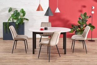 Стіл обідній RINGO 102&ndash;142&times;102&times;76 см стільниця кашемір / ніжки чорні фото - artos.in.ua