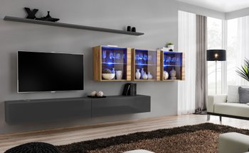 Комплект мебели в гостиную ASM Switch XVII GWT SW 17 Графит/Дуб Вотан из Польши