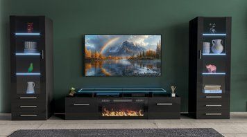 Стенка в гостиную CAMA BONFIRE, 310 см &mdash; черный фото - artos.in.ua