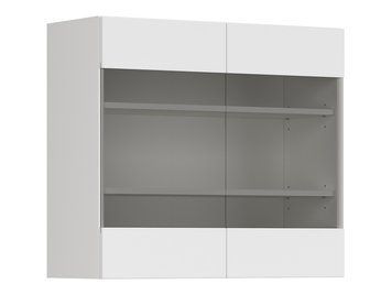 Шкаф кухонный навесной BRW Top Line 2 80 &mdash; снежно-белый супермат, 2 двери, стеклянный фасад фото - artos.in.ua