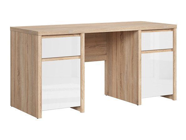 Письменный стол BRW Kaspian S128-BIU2D2S/160-DSO/BIP, дуб Сонома/белый глянцевый, из Польши фото - artos.in.ua