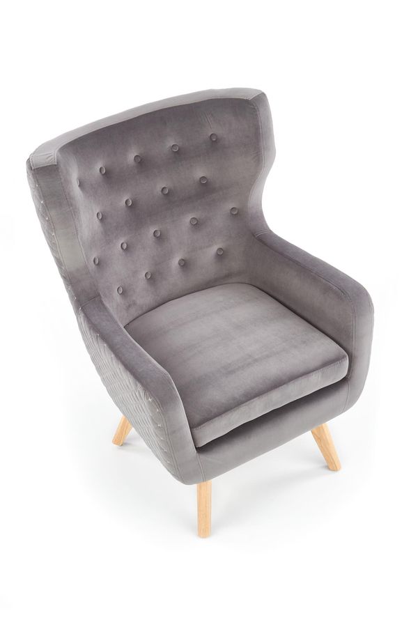 Крісло для відпочинку в вітальню, спальню Marvel дерево чорний / оксамитова тканина сірий Halmar Польща