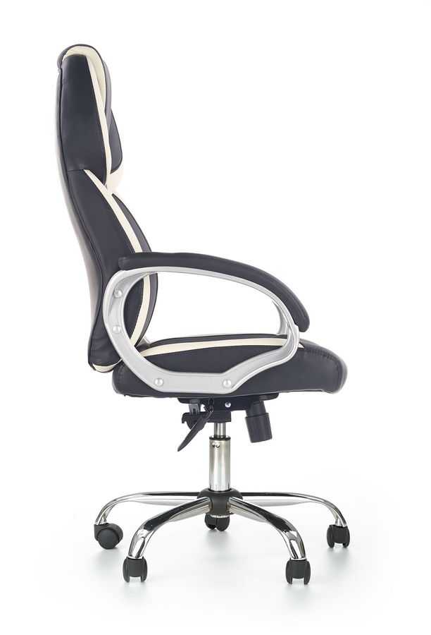 Крісло офісне Barton механізм Tilt, пластик сірий / перфорована екошкіра чорно-білий Halmar Польща