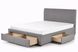 Кровать полуторная деревянная с мягким изголовьем и выдвижными ящиками Modena 140x200 ткань серая Halmar Польша (с каркасом, без матраса)