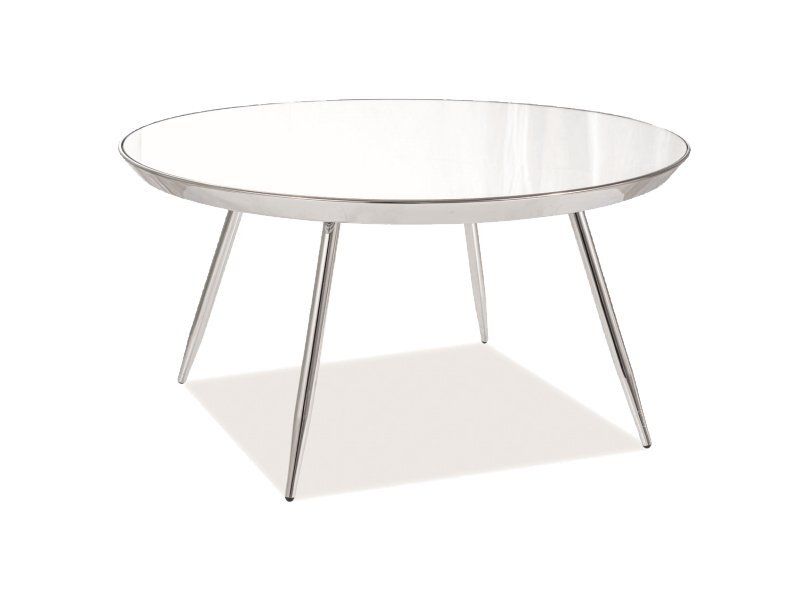 Скляний стіл SIGNAL BORA Білий НА 2 хромованих НІЖКАХ з круглою стільницею ПОЛЬЩА