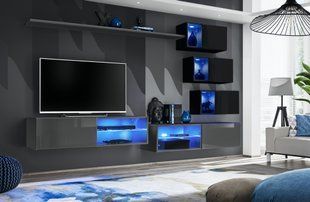 Комплект мебели в гостиную ASM Switch XXIV 27 GZ SW 24 Графит матовый/Гафит глянцевый ПВХ из Польши фото - artos.in.ua