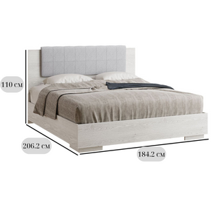 Двоспальне ліжко з м'яким узголів'ям світло-сірого кольору Вівіан розміром 180х200 см, з ламелями фото - artos.in.ua