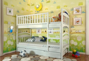 Двухъярусная детская спальная кровать Смайл ARBOR DREV Белый