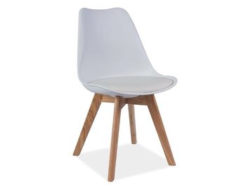 Пластиковий м'який стілець KRIS SIGNAL білий на дерев'яних ніжках.