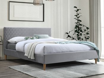 Ліжко з оксамитовою оббивкою AZURRO 160x200 Signal - світло-сірий Bluvel 03 Польща