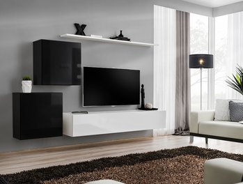 Комплект мебели в гостиную ASM Switch V 26 ZW SW 5 Черный матовый/Белый глянцевый из Польши